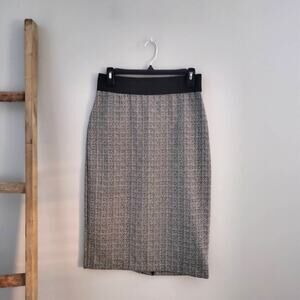 New York & Company Pull On Midi Stretch Pencil Gray Skirt M